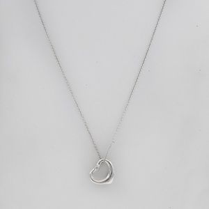 Tiffany & Co. 925 Silver Diamond Open Heart Necklace